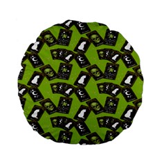 Cats And Skulls - Modern Halloween  Standard 15  Premium Flano Round Cushions by ConteMonfrey