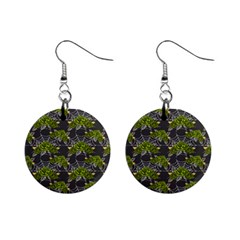 Halloween - Green Roses On Spider Web  Mini Button Earrings by ConteMonfrey