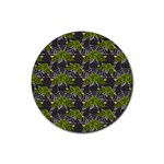 Halloween - Green Roses On Spider Web  Rubber Round Coaster (4 pack) Front