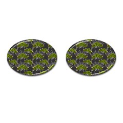 Halloween - Green Roses On Spider Web  Cufflinks (oval) by ConteMonfrey