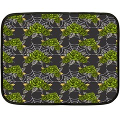 Halloween - Green Roses On Spider Web  Double Sided Fleece Blanket (mini)  by ConteMonfrey