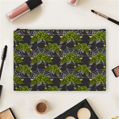 Halloween - Green Roses On Spider Web  Cosmetic Bag (large) by ConteMonfrey