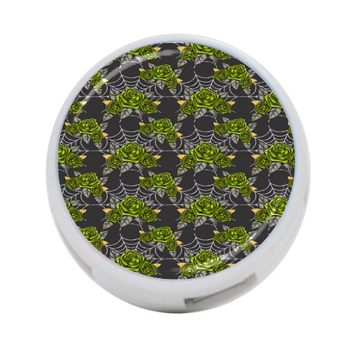 Halloween - Green Roses On Spider Web  4-Port USB Hub (Two Sides)