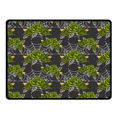 Halloween - Green Roses On Spider Web  Fleece Blanket (small) by ConteMonfrey