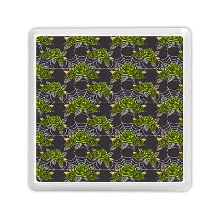 Halloween - Green Roses On Spider Web  Memory Card Reader (Square)