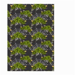 Halloween - Green Roses On Spider Web  Small Garden Flag (two Sides) by ConteMonfrey