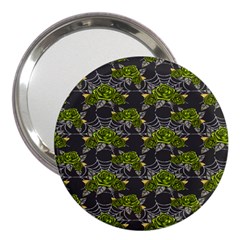 Halloween - Green Roses On Spider Web  3  Handbag Mirrors by ConteMonfrey