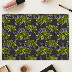 Halloween - Green Roses On Spider Web  Cosmetic Bag (xxl) by ConteMonfrey