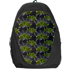 Halloween - Green Roses On Spider Web  Backpack Bag by ConteMonfrey