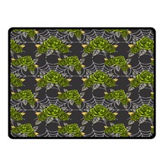 Halloween - Green Roses On Spider Web  Double Sided Fleece Blanket (small)  by ConteMonfrey