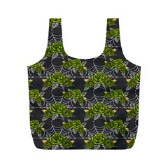 Halloween - Green Roses On Spider Web  Full Print Recycle Bag (m)