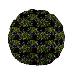 Halloween - Green Roses On Spider Web  Standard 15  Premium Flano Round Cushions by ConteMonfrey