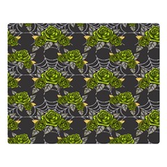 Halloween - Green Roses On Spider Web  Double Sided Flano Blanket (large)  by ConteMonfrey