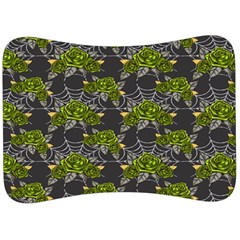 Halloween - Green Roses On Spider Web  Velour Seat Head Rest Cushion by ConteMonfrey