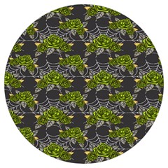 Halloween - Green Roses On Spider Web  Round Trivet by ConteMonfrey