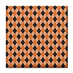 Halloween Inspired Black Orange Diagonal Plaids Tile Coaster Front