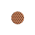 Halloween Inspired Black Orange Diagonal Plaids 1  Mini Buttons Front