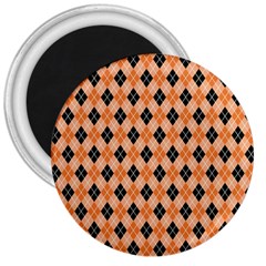 Halloween Inspired Black Orange Diagonal Plaids 3  Magnets by ConteMonfrey