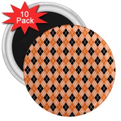 Halloween Inspired Black Orange Diagonal Plaids 3  Magnets (10 Pack)  by ConteMonfrey