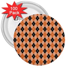 Halloween Inspired Black Orange Diagonal Plaids 3  Buttons (100 Pack)  by ConteMonfrey