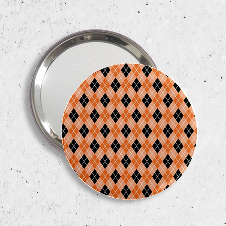 Halloween Inspired Black Orange Diagonal Plaids 2.25  Handbag Mirrors