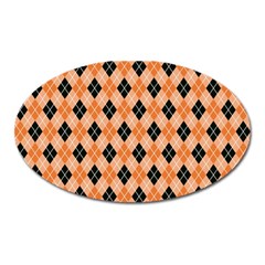 Halloween Inspired Black Orange Diagonal Plaids Oval Magnet by ConteMonfrey