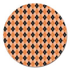 Halloween Inspired Black Orange Diagonal Plaids Magnet 5  (round) by ConteMonfrey