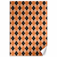 Halloween Inspired Black Orange Diagonal Plaids Canvas 12  X 18  by ConteMonfrey