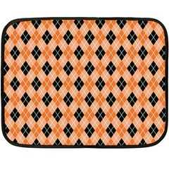 Halloween Inspired Black Orange Diagonal Plaids Fleece Blanket (mini) by ConteMonfrey