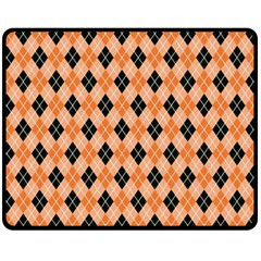 Halloween Inspired Black Orange Diagonal Plaids Fleece Blanket (medium)  by ConteMonfrey