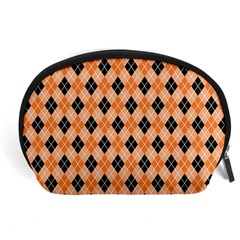 Halloween Inspired Black Orange Diagonal Plaids Accessory Pouch (large) by ConteMonfrey