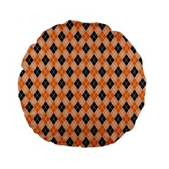 Halloween Inspired Black Orange Diagonal Plaids Standard 15  Premium Flano Round Cushions by ConteMonfrey