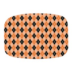 Halloween Inspired Black Orange Diagonal Plaids Mini Square Pill Box by ConteMonfrey