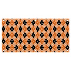 Halloween Inspired Black Orange Diagonal Plaids Banner And Sign 4  X 2 