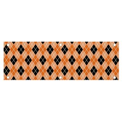 Halloween Inspired Black Orange Diagonal Plaids Banner And Sign 6  X 2  by ConteMonfrey