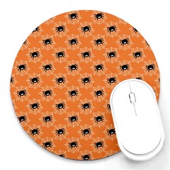 Halloween Black Orange Spiders Round Mousepads by ConteMonfrey