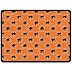 Halloween Black Orange Spiders Fleece Blanket (large)  by ConteMonfrey