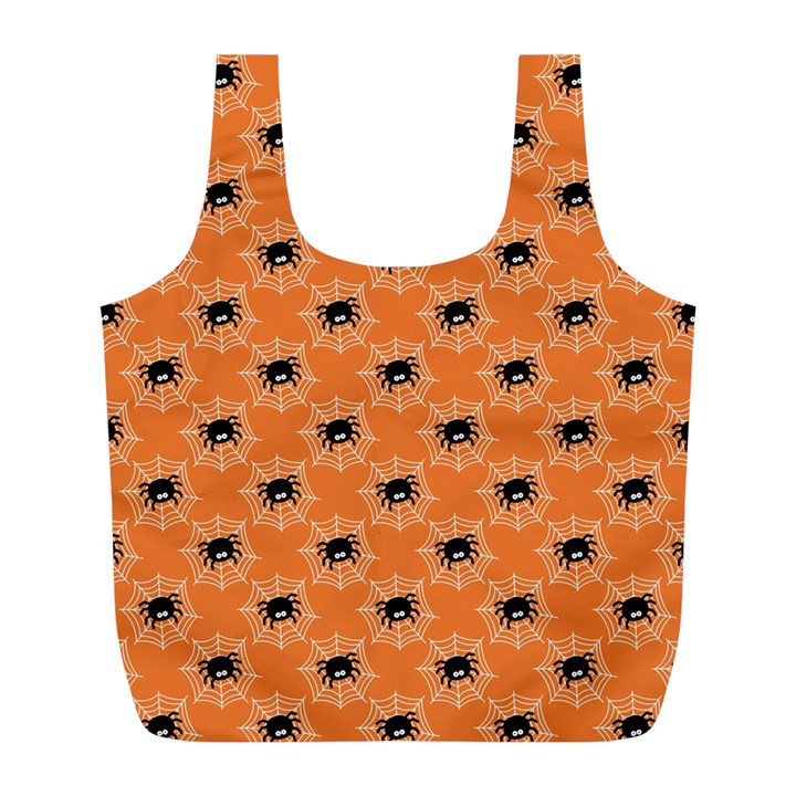 Halloween Black Orange Spiders Full Print Recycle Bag (L)