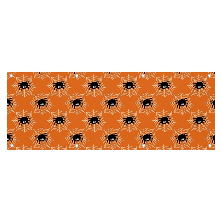 Halloween Black Orange Spiders Banner and Sign 8  x 3 