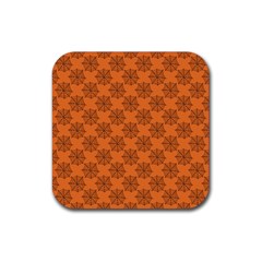 Halloween Black Orange Spider Web   Rubber Coaster (square) by ConteMonfrey