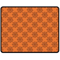 Halloween Black Orange Spider Web   Double Sided Fleece Blanket (medium)  by ConteMonfrey