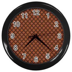 Halloween Palette Plaids Orange, Black Geometric  Wall Clock (black) by ConteMonfrey