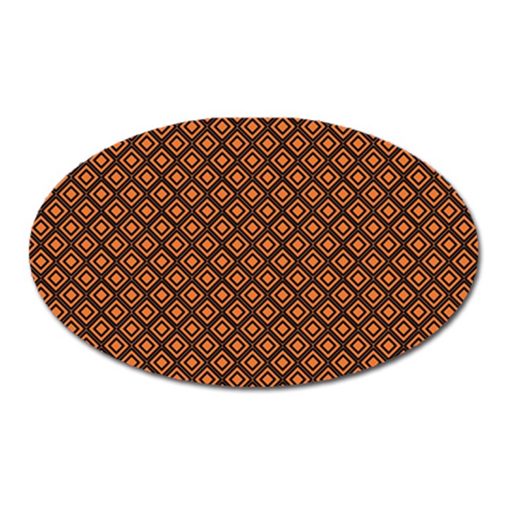 Halloween Palette Plaids Orange, Black Geometric  Oval Magnet