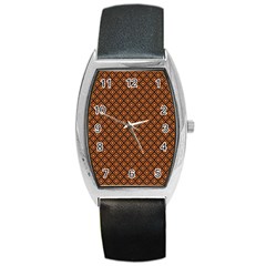 Halloween Palette Plaids Orange, Black Geometric  Barrel Style Metal Watch by ConteMonfrey