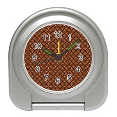 Halloween Palette Plaids Orange, Black Geometric  Travel Alarm Clock