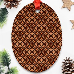 Halloween Palette Plaids Orange, Black Geometric  Oval Ornament (Two Sides)