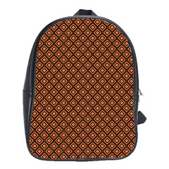 Halloween Palette Plaids Orange, Black Geometric  School Bag (Large)