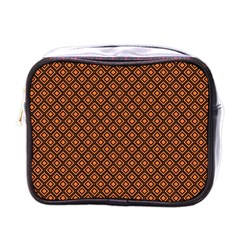 Halloween Palette Plaids Orange, Black Geometric  Mini Toiletries Bag (One Side)