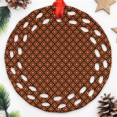 Halloween Palette Plaids Orange, Black Geometric  Ornament (Round Filigree)