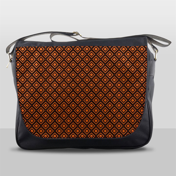 Halloween Palette Plaids Orange, Black Geometric  Messenger Bag